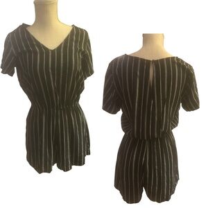 Black and White Striped Women's Jumpsuit